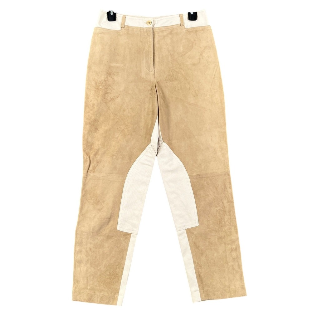 Façonnable Goatskin Leather Corduroy Pants Womens 4 Equestrian Riding Trousers
